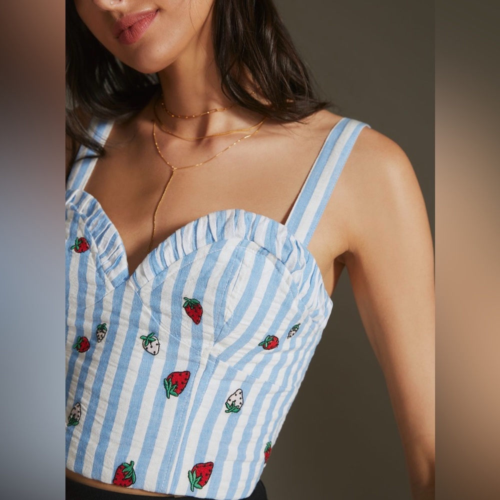 Anthropologie - Maeve Striped Embroidered Cami